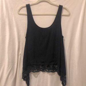 Black tank top with lace detail